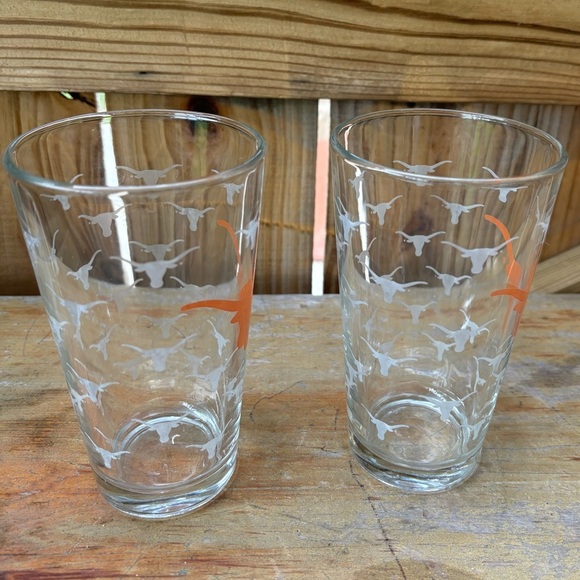 Set of 2 Texas Longhorns Texas University Pint Beer Glasses 16oz - Picture 2 of 7